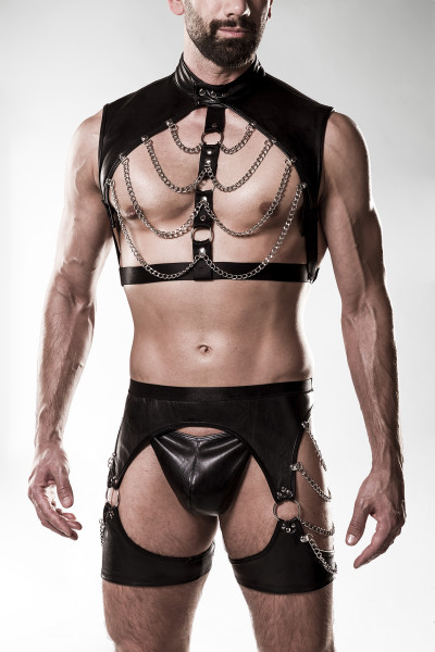 HARNESS-SET [Grey Velvet] schwarz