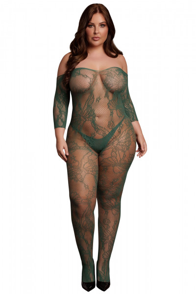 NETZ-BODYSTOCKING - OUVERT - QUEENSIZE [Le Désir] dunkelgrün