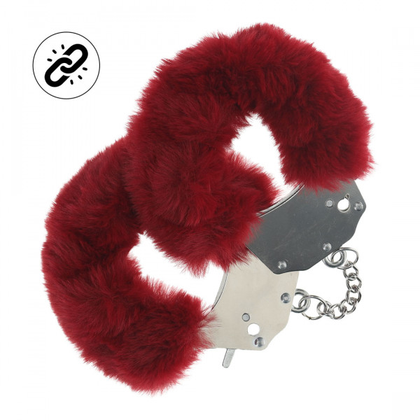 FLUFFY HAND CUFFS - HEAVY DUTY [Ouch!] PLÜSCHHANDSCHELLEN - bordeaux