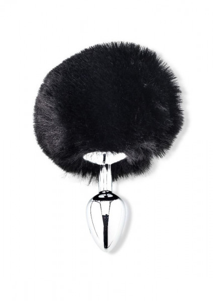 DELUXE FLUFFY BUNNY TAIL - ANAL-PLUG [Zenn] schwarz/silber