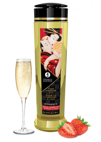 EROTISCHES MASSAGEÖL - ROMANCE [Shunga] 240ml / sparkling strawberry wine