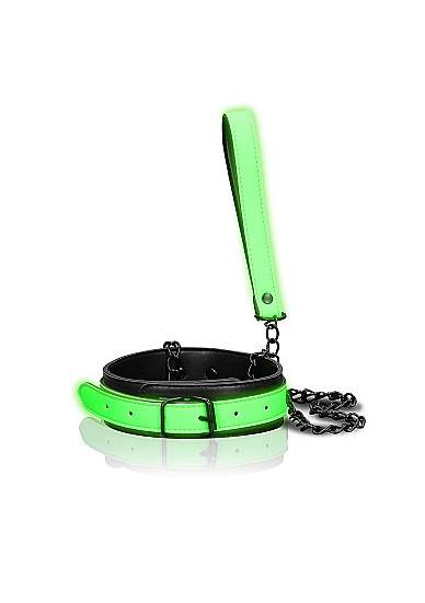 COLLAR AND LEASH [Ouch! Glow in the dark] schwarz/grün