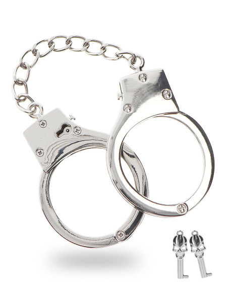 SILVER PLATED BDSM HANDCUFFS - HANDSCHELLEN [Taboom] silber