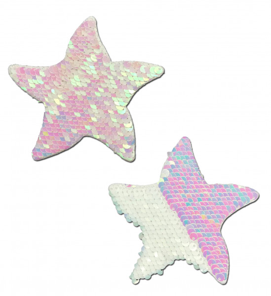 SEQUIN STARFISH - NIPPLESTICKER [Pastease] 2er perlmutt/weiss