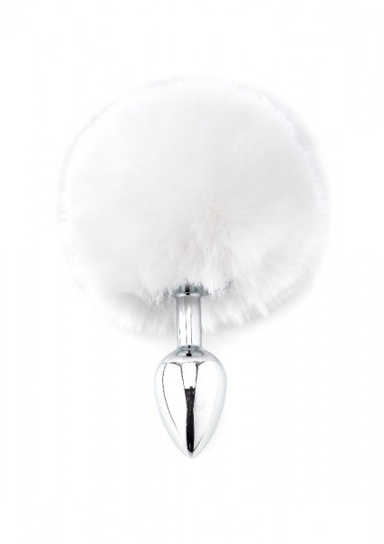 DELUXE FLUFFY BUNNY TAIL - ANAL-PLUG [Zenn] weiss/silber