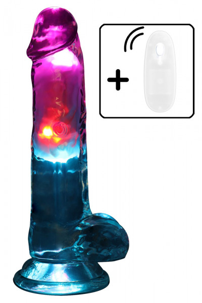 REALISTIC VIBRATOR MIT BELEUCHTUNG - 7" [Realrock by Shots] transparent