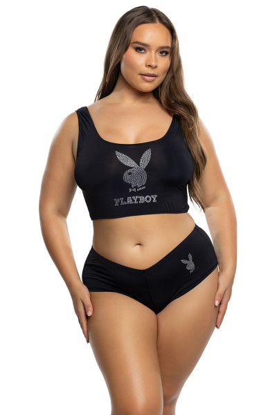 PLAYBOY - BLING BUNNY LOUNGE-SET - QUEENSIZE [Playboy] schwarz/silber