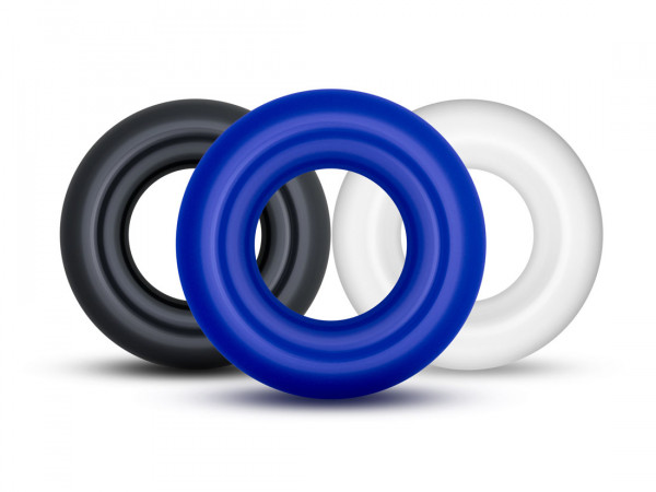 STAY HARD - DONUT RINGS - PENISRINGE [Blush Novelties] 3er-Set - schwarz/blau/transparent