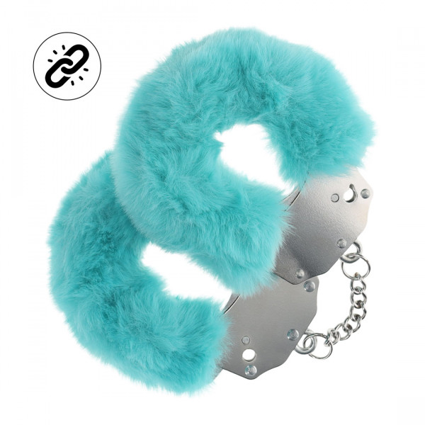 FLUFFY HAND CUFFS - HEAVY DUTY [Ouch!] PLÜSCHHANDSCHELLEN - türkis