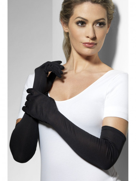 LONG GLOVES [Fever Gloves] Satin-Handschuhe schwarz