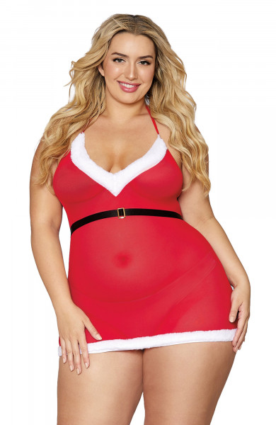 SANTA BABY - DESSOUS-KLEID - QUEENSIZE [Dreamgirl] rot/weiss